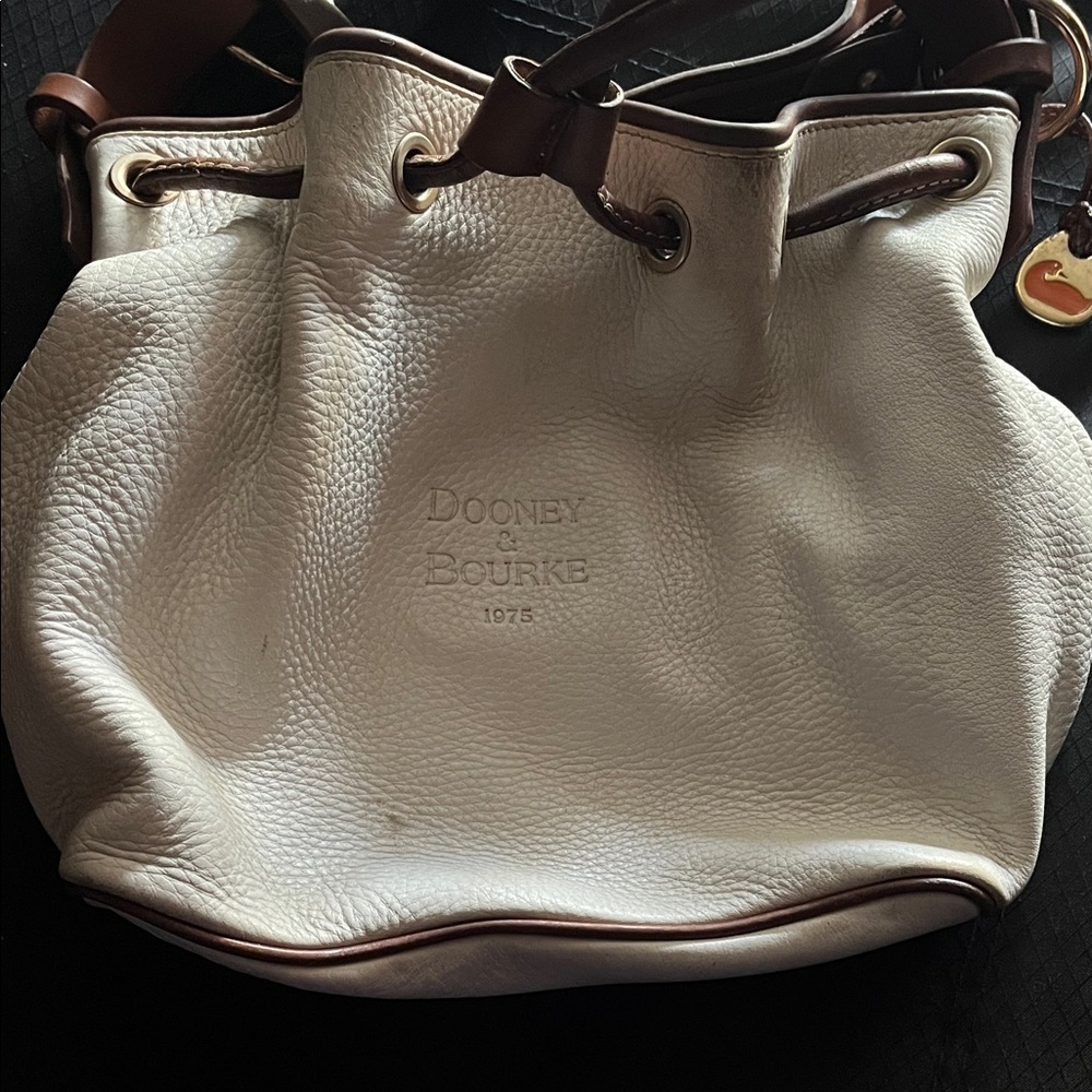 Dooney & Bourke Cream Leather drawstring bag